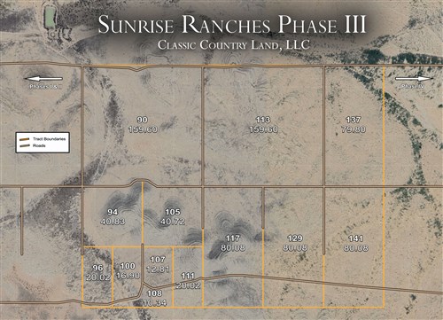 Tract layout map for Sunrise Ranches Phase III Tract 137 in Hudspeth County, Texas