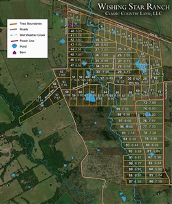 tract layout map for Wishing Star Ranch Tract 67, 6.99 acres for sale in Red River County, Texas